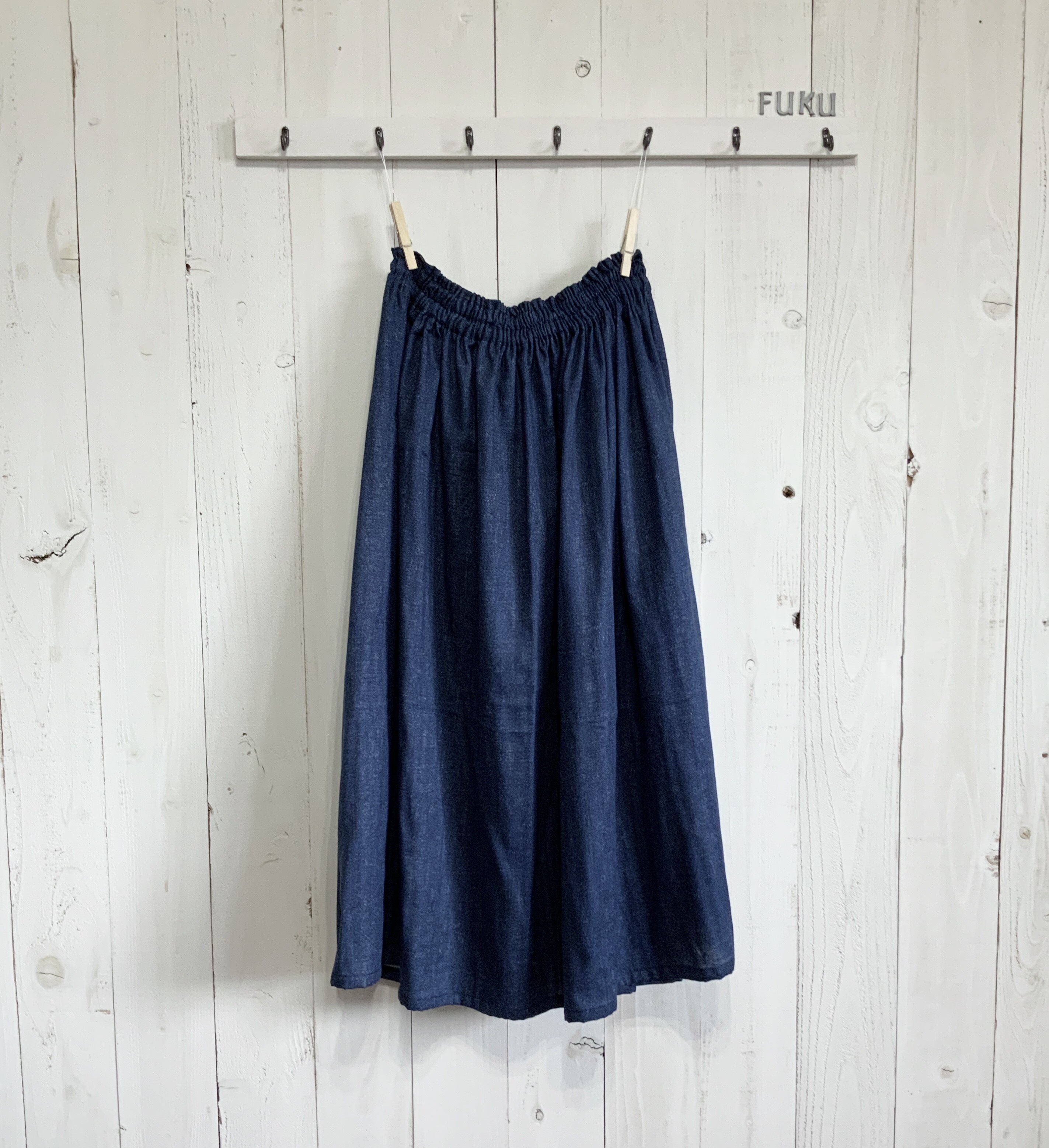 インディゴブルーデニムダブルガーゼスカート