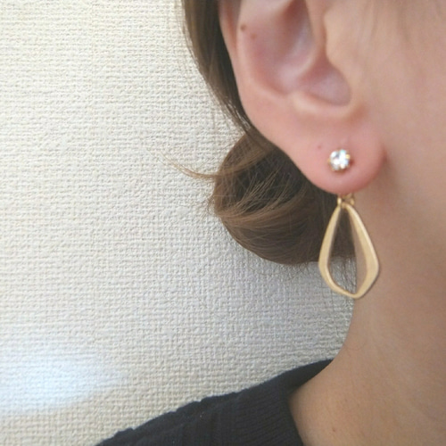 ストーン×ドロップフープキャッチピアス ピアス（フープ） ☆ranuramu 