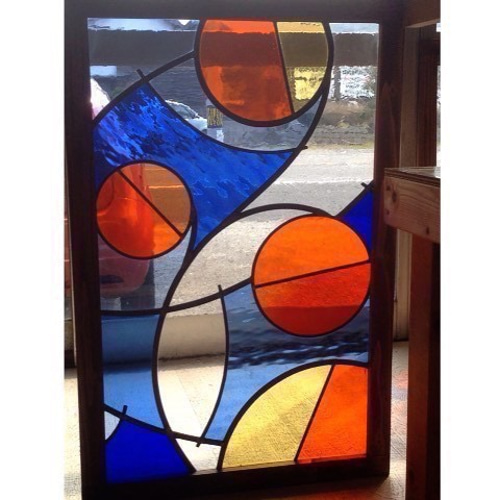 大型ステンドグラスパネル Sea Orange 2枚組 その他インテリア雑貨