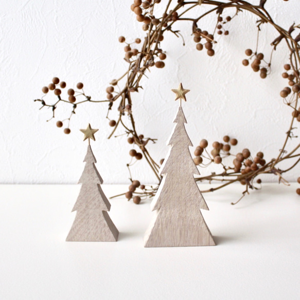 小さな木のクリスマスツリー＊ホワイトオーク＊Lサイズ 1枚目の画像
