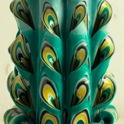 最高のクリスマスギフト] カービング キャンドル クジャク carving