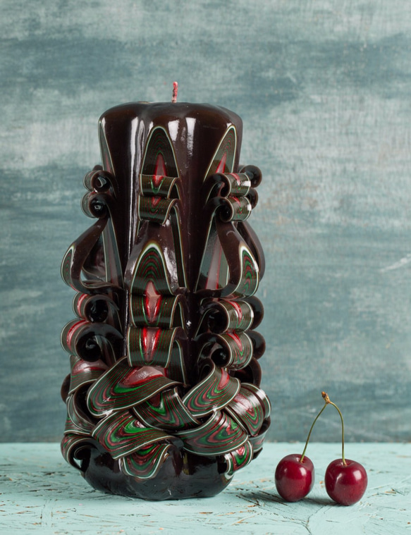 [最高のクリスマスギフト] カービング キャンドル Royal Black carving candle | big 4枚目の画像