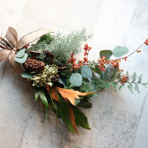 スモークツリー　ドライフラワーリース　ドライフラワースワッグ　フラワーリース ドライフラワー スワッグ プリザーブドフラワー ブロカント