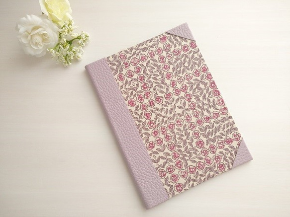 Sale♪シンプル・かわいいA6手帳カバー　リバティ～スリーピングローズ・ピンク～ 2枚目の画像