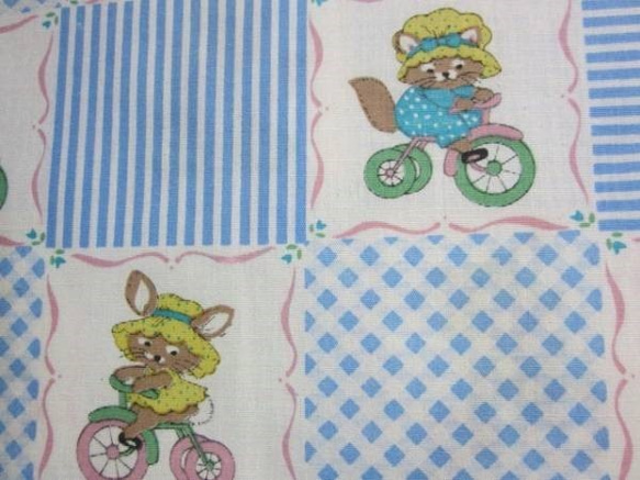 ヴィンテージ◆自転車に乗ったウサギとネコ・アニマル☆入園・入学 1枚目の画像