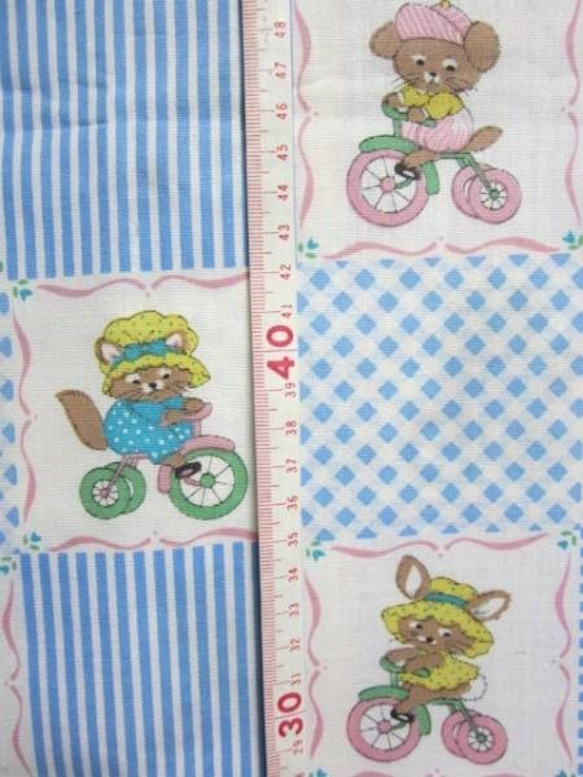 ヴィンテージ◆自転車に乗ったウサギとネコ・アニマル☆入園・入学 3枚目の画像