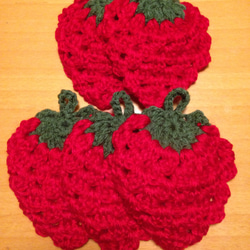 いちご アクリルたわし 5枚セット 毛糸 もも 通販 11032675｜Creema