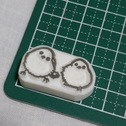 とにかく可愛いシマエナガ☆繋げて楽しい消しゴムはんこ