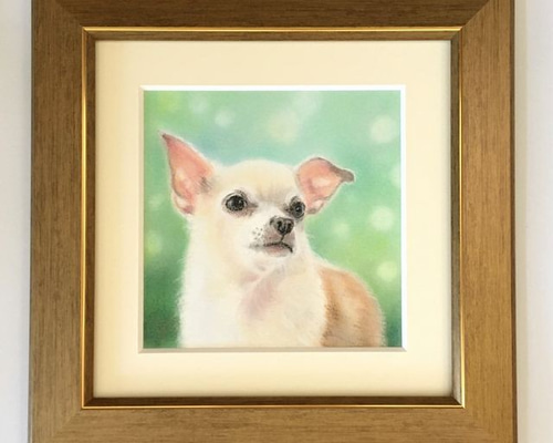 愛いっぱいチワワ（パステル画 原画）額装込み 絵画 にゃんずら 通販