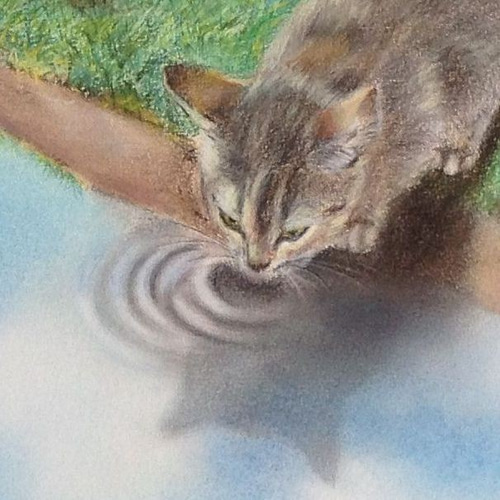 水鏡空（パステル画・原画）4号 絵画 にゃんずら 通販 4017402