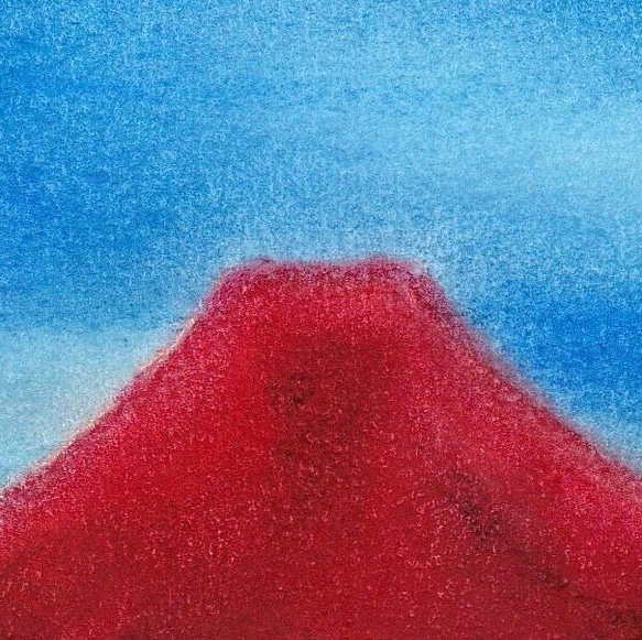 赤富士と猫（パステル画　原画） 4枚目の画像