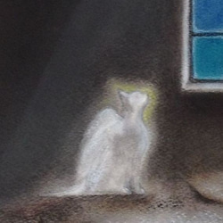 月に願う・月と猫（パステル画　原画）　3号 3枚目の画像