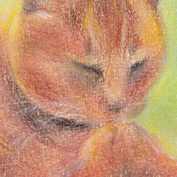 猫さん親子（パステル画　原画）　額装込み 3枚目の画像
