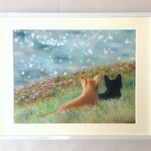 海を見ていた午後（パステル画・原画） 6号 絵画 にゃんずら 通販