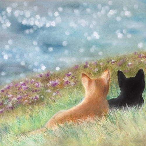 海を見ていた午後（パステル画・原画） 6号 絵画 にゃんずら 通販