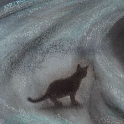 黒猫が横切ると、、、（パステル画・原画）４号　 3枚目の画像