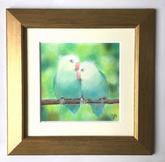 青い鳥⑥（パステル画 原画） 額装込み 絵画 にゃんずら 通販