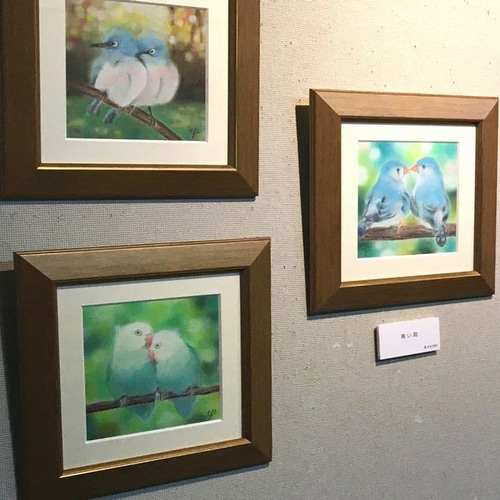青い鳥⑥（パステル画 原画） 額装込み 絵画 にゃんずら 通販
