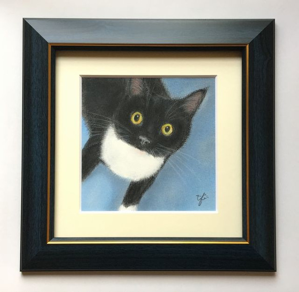見上げる猫10（パステル画　原画） 2枚目の画像