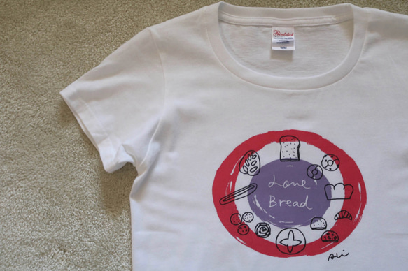 【20%off】(キズ有り）Tシャツ Love Bread ベリー色 2枚目の画像