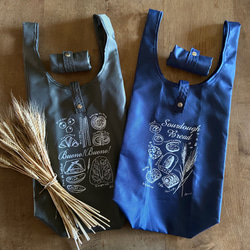 [2 件套] 麵包圖案 * 環保袋（折疊）海軍藍 (M) &amp; 卡其色 (M) 第2張的照片