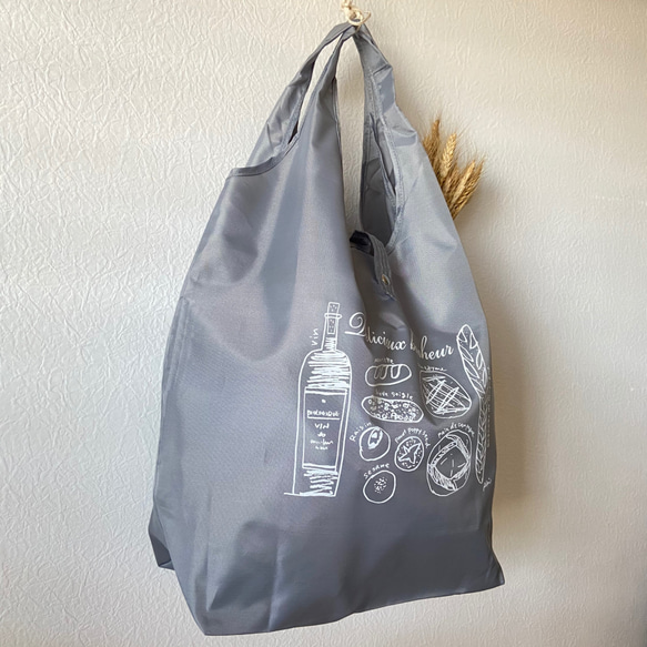 [2件套]麵包圖案*環保袋（折疊）灰色（L）和卡其色（M） 第6張的照片