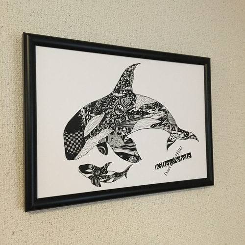 Killer whale ver.3 アートイラスト モノトーンポスター B4/A4 Killer whale ver.3 アートイラスト モノトーンポスター B4/A4