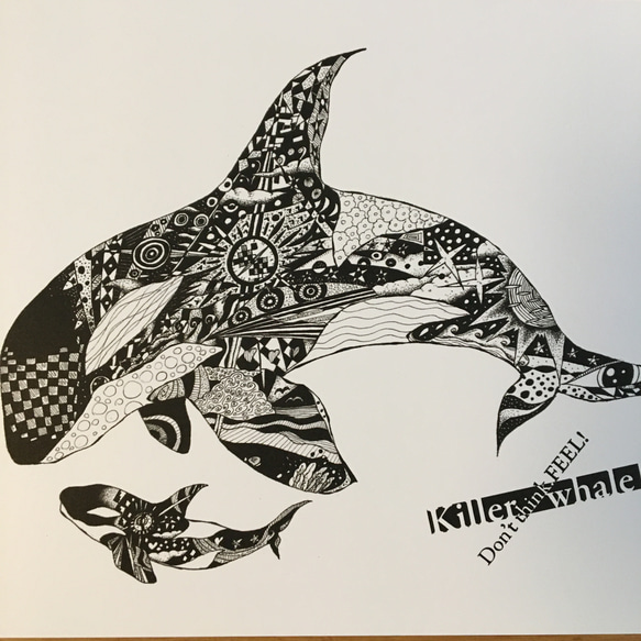 Killer whale ver.3  アートイラスト　モノトーンポスター　B4/A4/A3 5枚目の画像