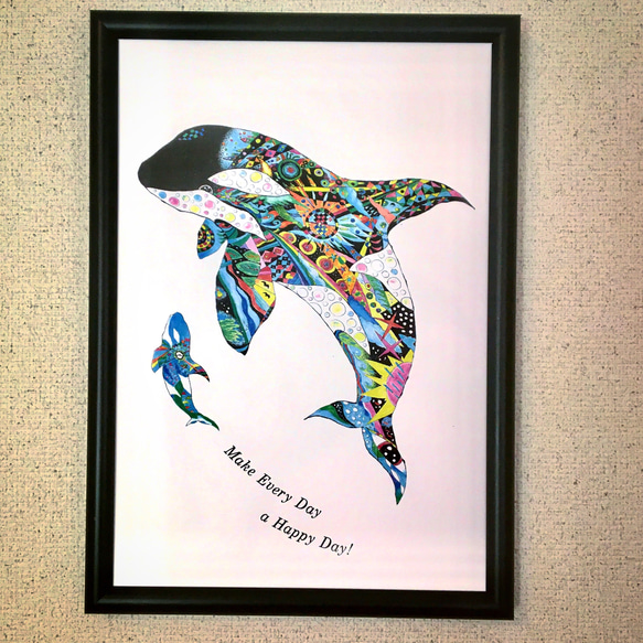 シャチ Killer whale ver.4   アートイラスト　ポスター　B4/A4/A3 1枚目の画像