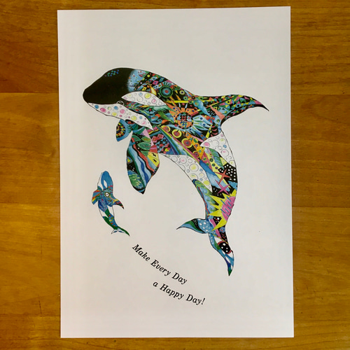 シャチ Killer whale ver.4 アートイラスト ポスター B4/A4/A3