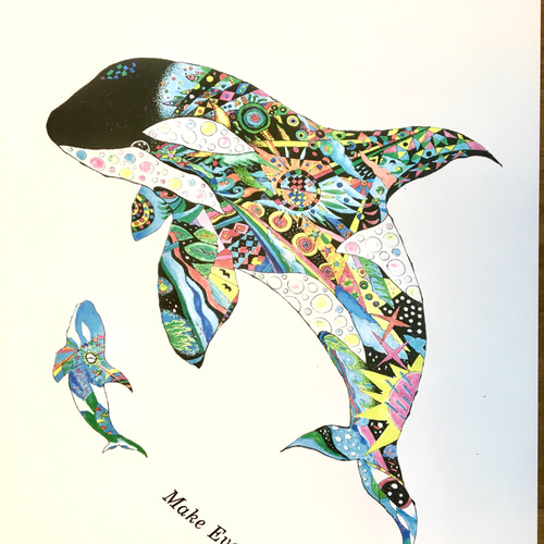 シャチ Killer whale ver.4 アートイラスト ポスター B4/A4/A3 シャチ Killer whale ver.4 アートイラスト ポスター B4/A4/A3