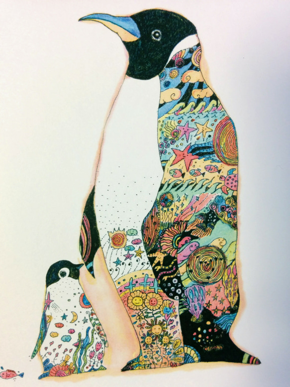 ペンギン Emperor penguin　オリジナルイラストポスター　A4/B4/A3 5枚目の画像