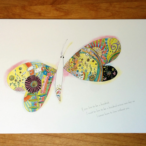 蝶 butterfly インテリアポスター アートオリジナルイラスト A4