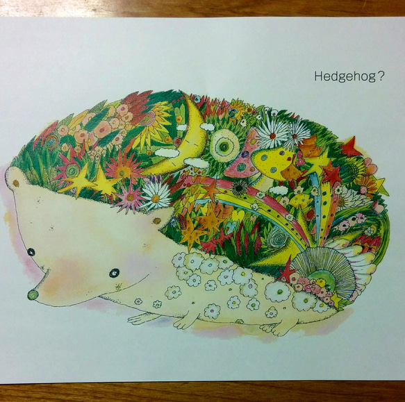 hedgehog？はりねずみ　アートポスター 　オリジナルイラスト　A4/B4/A3 3枚目の画像
