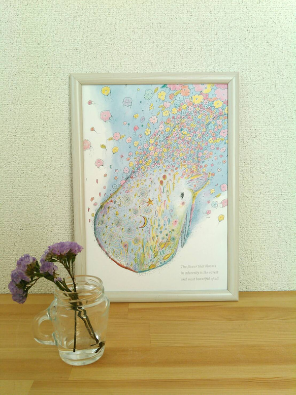 花くじら アートポスター オリジナルイラスト A4/B4/A3 イラスト