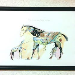 Horse/馬　アートポスター　オリジナルイラスト　インテリア　A4/B4/Ａ3 2枚目の画像