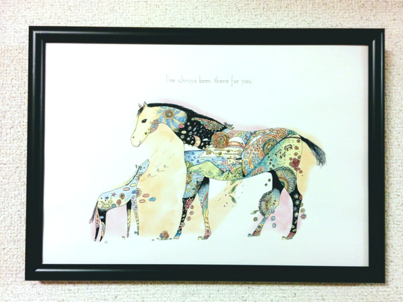 Horse/馬　アートポスター　オリジナルイラスト　インテリア　A4/B4/Ａ3 2枚目の画像