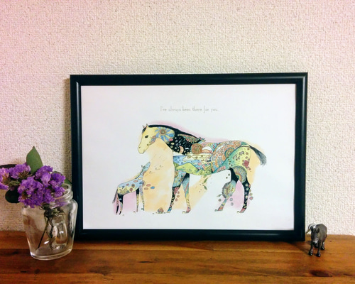 送料無料】450×550 白馬 ホワイトホース 額付き アートポスター