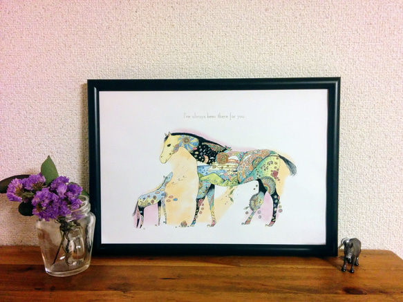 Horse/馬 アートポスター オリジナルイラスト インテリア A4/B4/A3