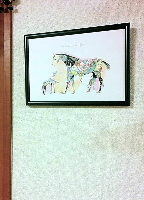 Horse/馬　アートポスター　オリジナルイラスト　インテリア　A4/B4/Ａ3 4枚目の画像