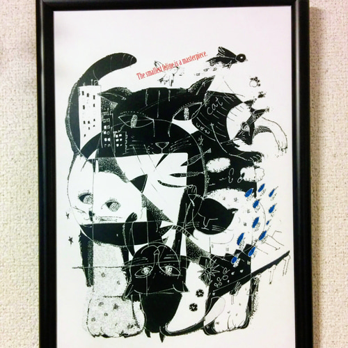 猫は最高傑作。アートポスター オリジナルイラスト インテリア A4/B4