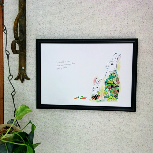 Rabbitウサギ 横 オリジナルイラストポスター A4/B4 /A3 イラスト