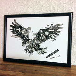 eagle-ver2 鷲 モノトーン アートポスター オリジナルイラスト