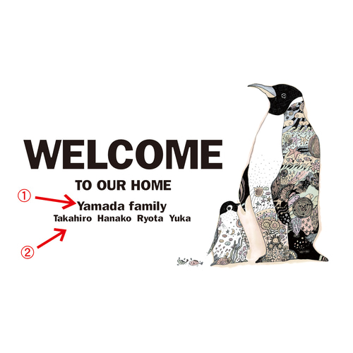 名入れできます/ ペンギン welcomeポスター A4/B4/A3 イラスト kiccom