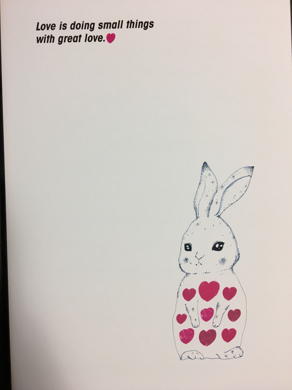 子ウサギとハート アートポスター　A4/B4/A3 4枚目の画像