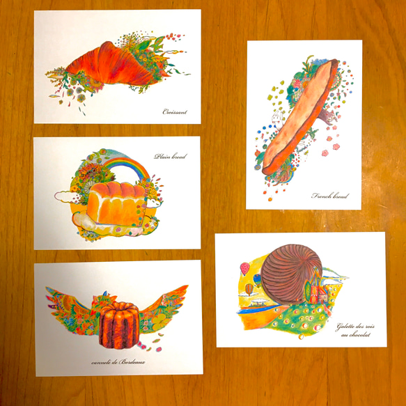 パン屋さんイラスト　ポストカード5種類 2枚目の画像