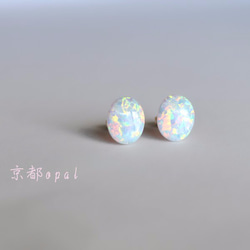 虹色☆京都オパールのピアス☆１４ＫＧＦ 1枚目の画像