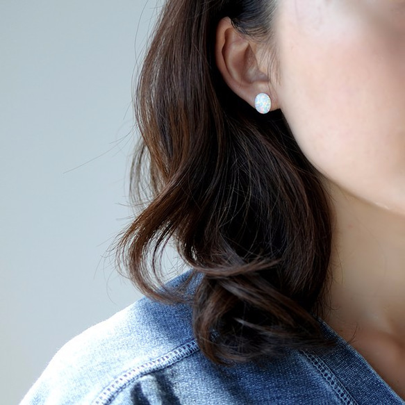 虹色☆京都オパールのピアス☆１４ＫＧＦ 3枚目の画像