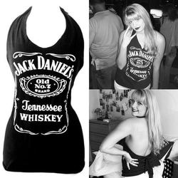 90s Jack Daniel'sパロディ Ensenada タンクトップ ジャックダニエル☆おしゃれ！セクシーホルターネックタンクトップ☆ T