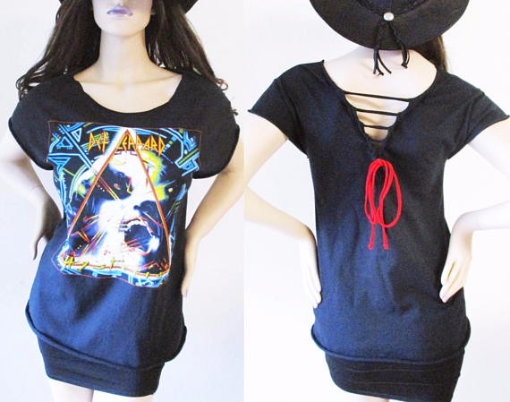 デフレパード★カスタム黒TシャツS-XL